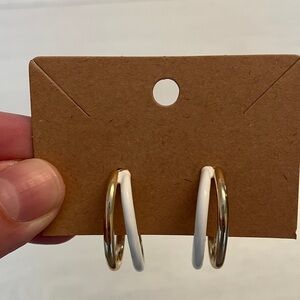J. Crew Factory Gold and White Double Hoop Earrings